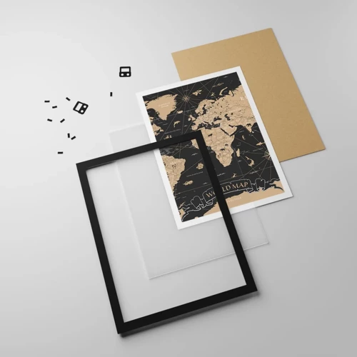 Plakat i sort ramme - Grænserne for min verden - 50x70 cm