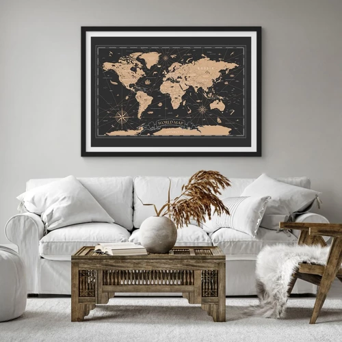 Plakat i sort ramme - Grænserne for min verden - 70x50 cm