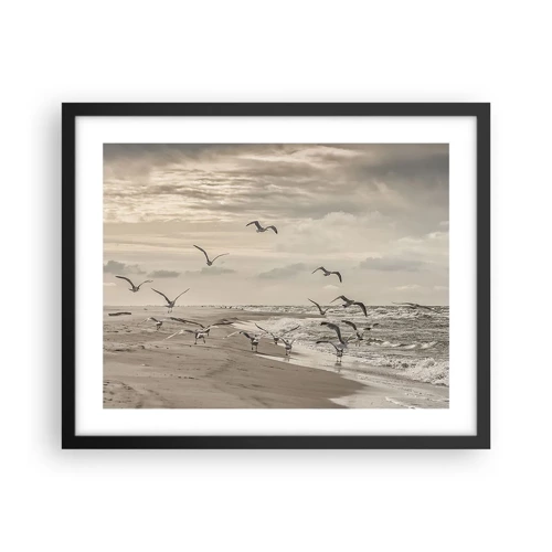 Plakat i sort ramme - Havet brummer, fuglene synger - 50x40 cm