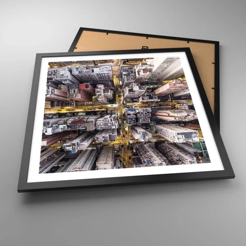 Plakat i sort ramme - Hilsner fra Hong Kong - 50x50 cm