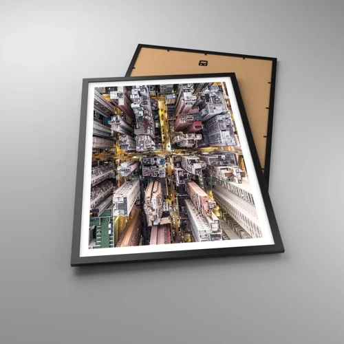 Plakat i sort ramme - Hilsner fra Hong Kong - 50x70 cm