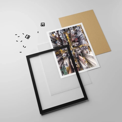 Plakat i sort ramme - Hilsner fra Hong Kong - 50x70 cm
