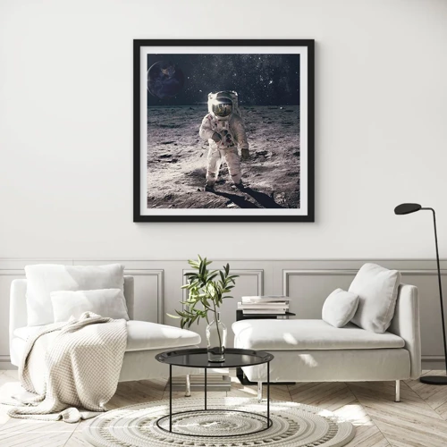 Plakat i sort ramme - Hilsner fra månen - 30x30 cm