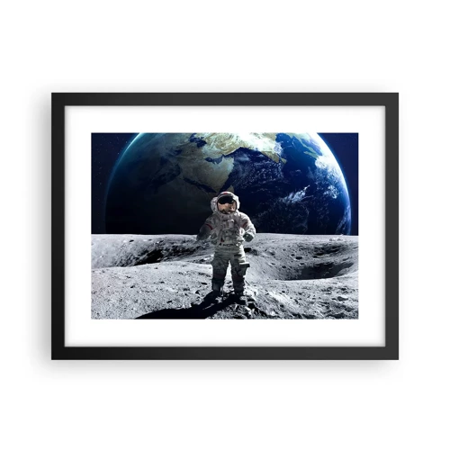Plakat i sort ramme - Hilsner fra månen - 40x30 cm