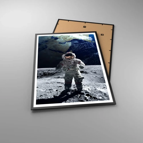 Plakat i sort ramme - Hilsner fra månen - 70x100 cm