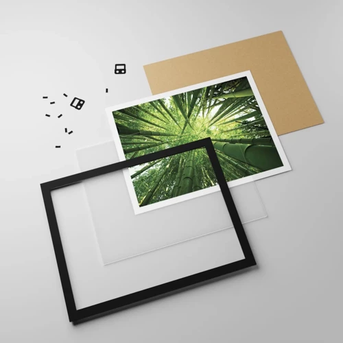 Plakat i sort ramme - I en bambuslund - 100x70 cm