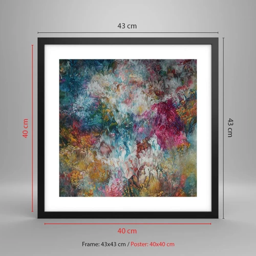 Plakat i sort ramme - I fuldt flor - 40x40 cm