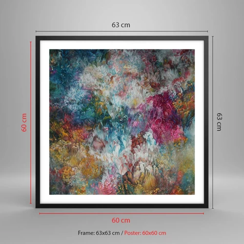 Plakat i sort ramme - I fuldt flor - 60x60 cm