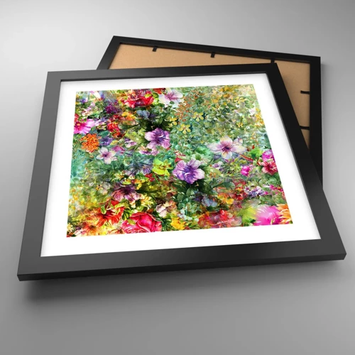 Plakat i sort ramme - Ind i blomsterne ved fortabelse - 30x30 cm