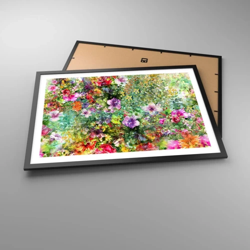 Plakat i sort ramme - Ind i blomsterne ved fortabelse - 70x50 cm