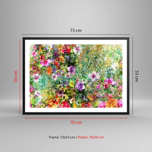 Plakat i sort ramme - Ind i blomsterne ved fortabelse - 70x50 cm