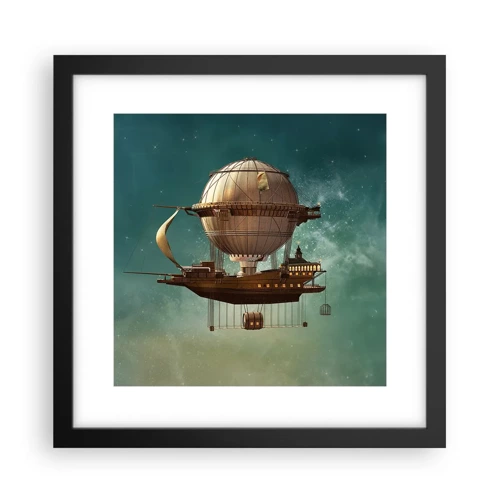 Plakat i sort ramme - Jules Verne hilser - 30x30 cm