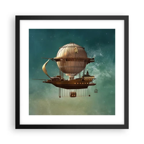 Plakat i sort ramme - Jules Verne hilser - 40x40 cm