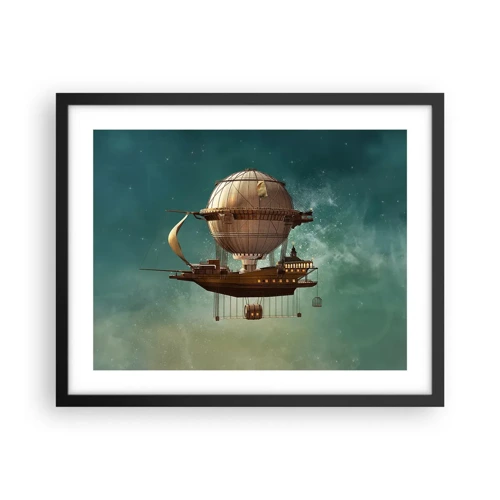 Plakat i sort ramme - Jules Verne hilser - 50x40 cm