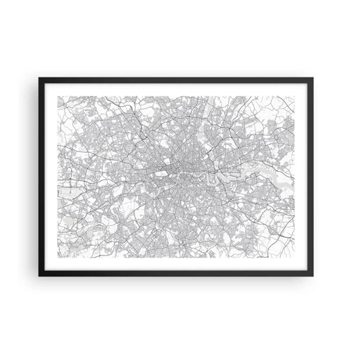 Plakat i sort ramme - Kort over Londons labyrint - 70x50 cm