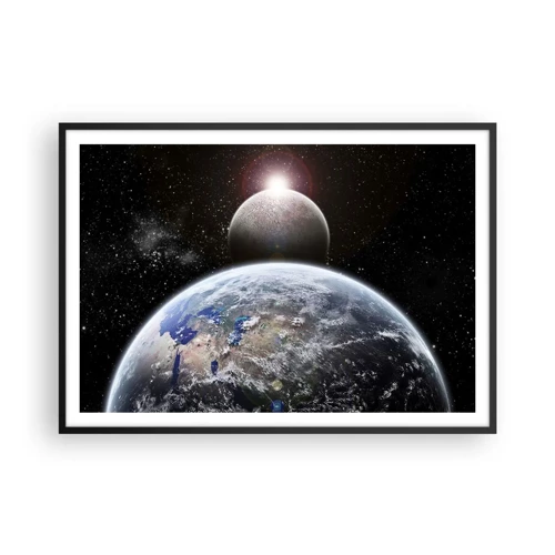 Plakat i sort ramme - Kosmisk landskab - solopgang - 100x70 cm