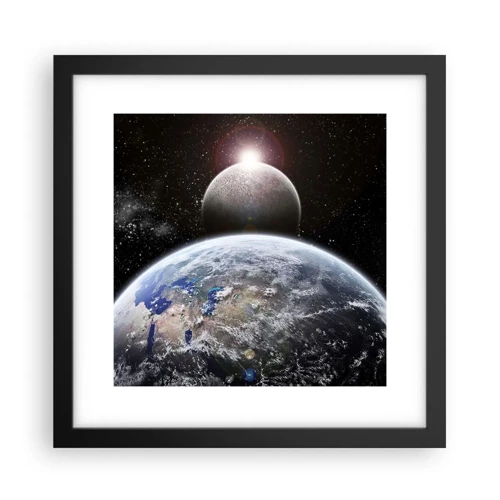 Plakat i sort ramme - Kosmisk landskab - solopgang - 30x30 cm