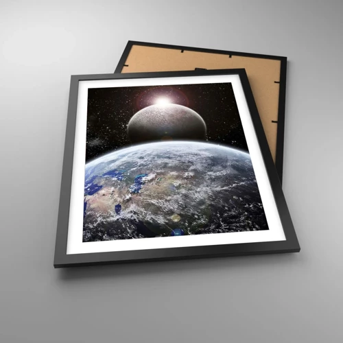 Plakat i sort ramme - Kosmisk landskab - solopgang - 40x50 cm