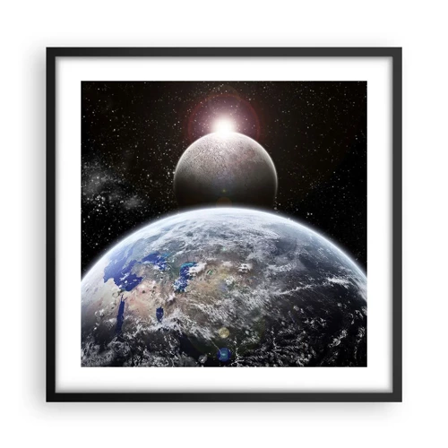 Plakat i sort ramme - Kosmisk landskab - solopgang - 50x50 cm
