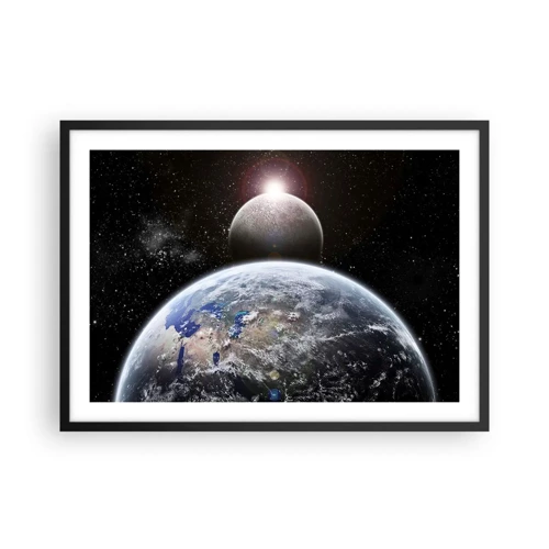 Plakat i sort ramme - Kosmisk landskab - solopgang - 70x50 cm