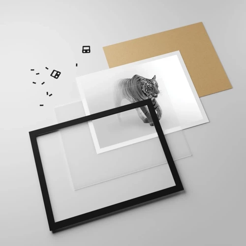Plakat i sort ramme - Krybende i tågen - 70x50 cm