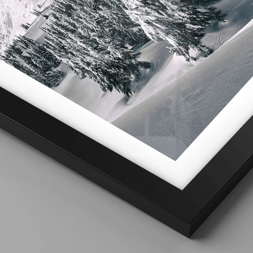 Plakat i sort ramme - Land med sne og is - 30x30 cm