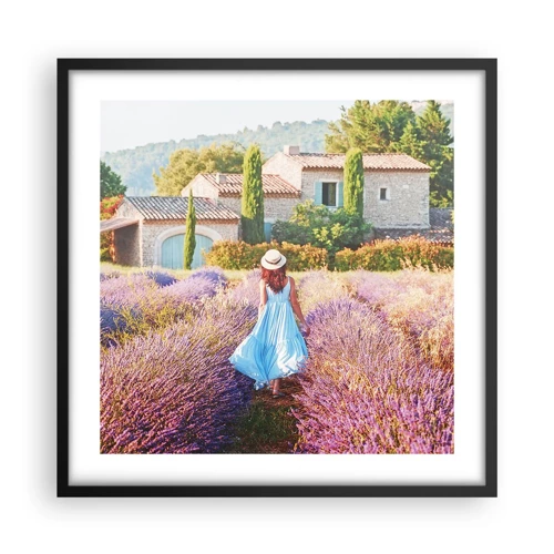 Plakat i sort ramme - Lavendel pige - 50x50 cm