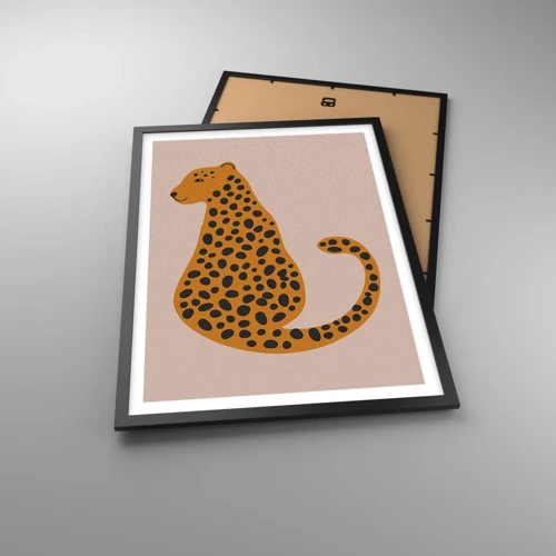 Plakat i sort ramme - Leopardprint er et moderigtigt mønster - 50x70 cm