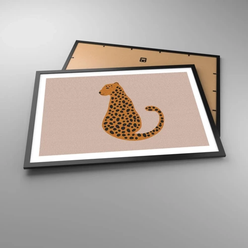 Plakat i sort ramme - Leopardprint er et moderigtigt mønster - 70x50 cm