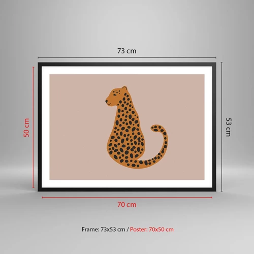 Plakat i sort ramme - Leopardprint er et moderigtigt mønster - 70x50 cm