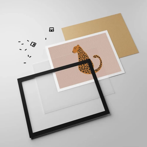 Plakat i sort ramme - Leopardprint er et moderigtigt mønster - 70x50 cm