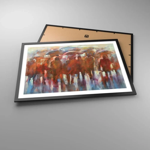 Plakat i sort ramme - Lige i regn og tåge - 70x50 cm