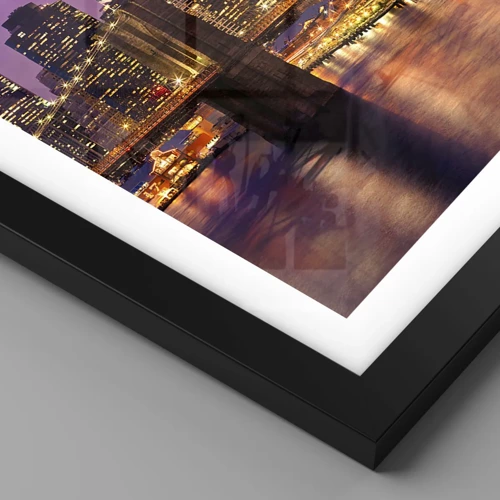Plakat i sort ramme - Lilla og gylden Manhattan - 40x30 cm