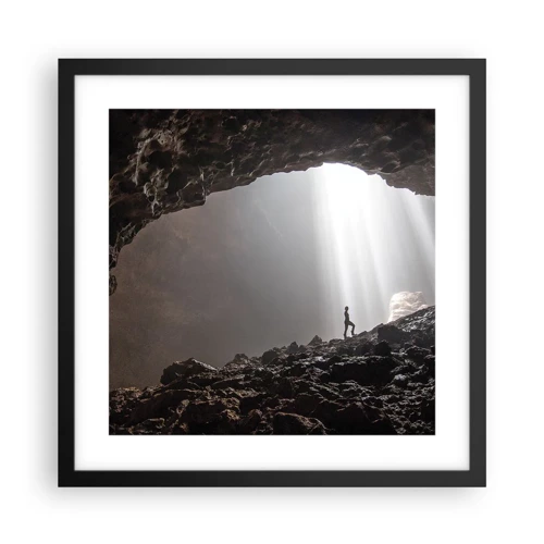 Plakat i sort ramme - Lysende grotte - 40x40 cm