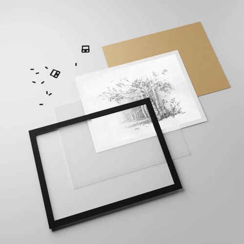 Plakat i sort ramme - Lyset fra birkeskoven - 40x30 cm