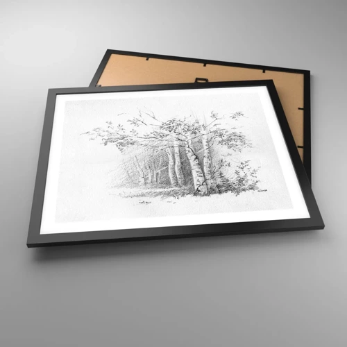 Plakat i sort ramme - Lyset fra birkeskoven - 50x40 cm