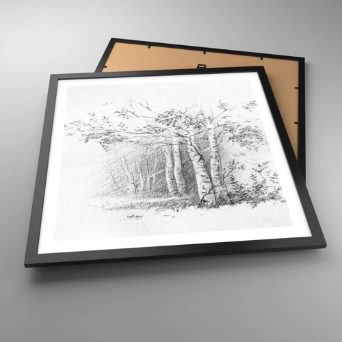 Plakat i sort ramme - Lyset fra birkeskoven - 50x50 cm