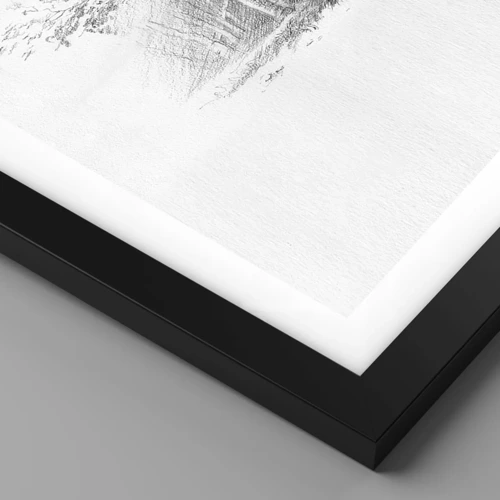 Plakat i sort ramme - Lyset fra birkeskoven - 50x50 cm