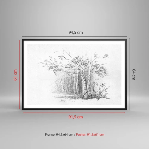 Plakat i sort ramme - Lyset fra birkeskoven - 91x61 cm