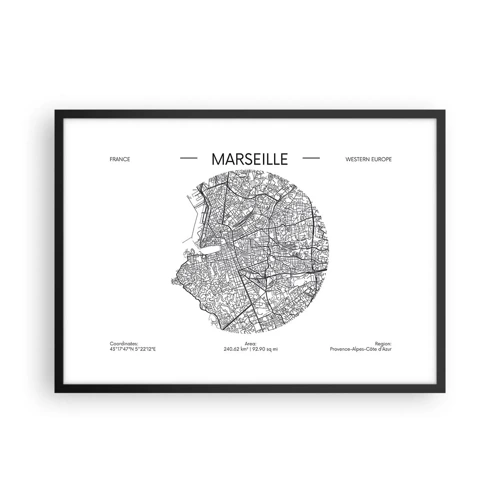 Plakat i sort ramme - Marseilles anatomi - 70x50 cm