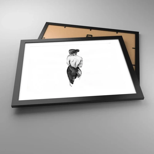 Plakat i sort ramme - Med hende forsvinder verden - 40x30 cm