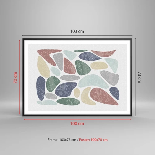 Plakat i sort ramme - Mosaik af pulveriserede farver - 100x70 cm