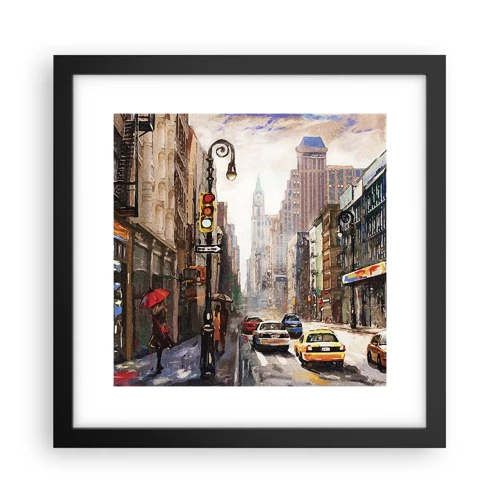 Plakat i sort ramme - New York - også farverig i regnvejr - 30x30 cm