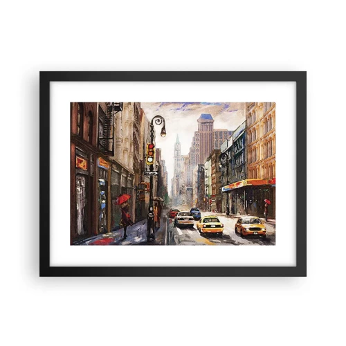 Plakat i sort ramme - New York - også farverig i regnvejr - 40x30 cm