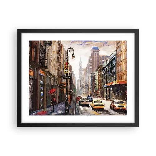 Plakat i sort ramme - New York - også farverig i regnvejr - 50x40 cm