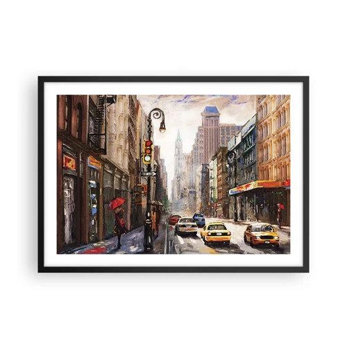 Plakat i sort ramme - New York - også farverig i regnvejr - 70x50 cm