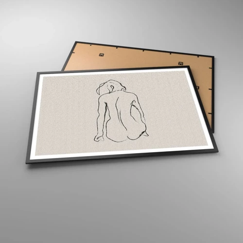Plakat i sort ramme - Nøgen pige - 100x70 cm