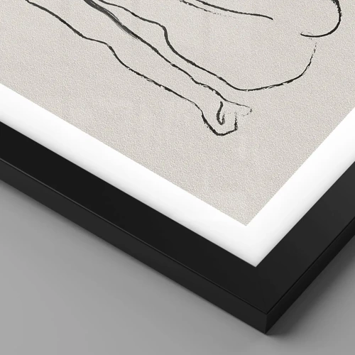 Plakat i sort ramme - Nøgen pige - 100x70 cm