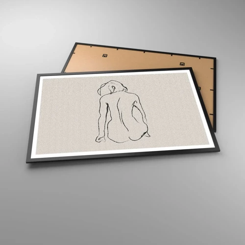 Plakat i sort ramme - Nøgen pige - 91x61 cm
