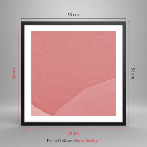 Plakat i sort ramme - Organisk komposition i pink - 50x50 cm